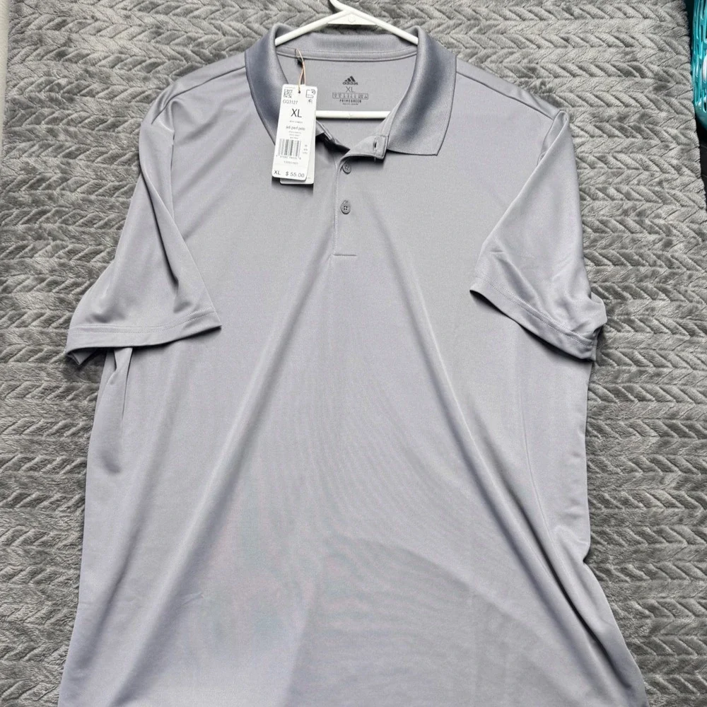 Adidas Mens Adi‎ Perf Golf Polo Shirt Grey Three Primegreen GQ3127 XL New (1613)